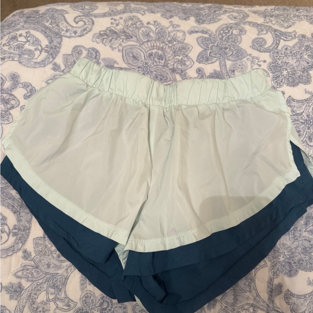 FP Movement by Free People Mint and Teal Layered Athletic Shorts
